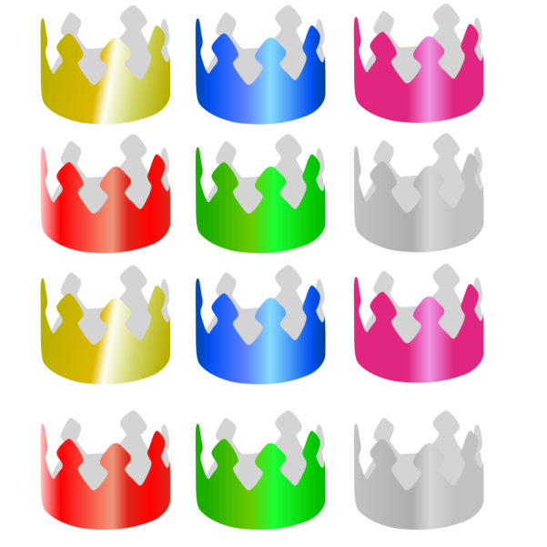 coronas para fiestas de cumpleaños de cartulina metalizada de colores rosa,azul, plata, verde, rojo, oro